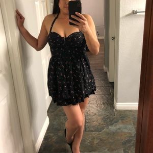 GUESS Black Floral Halter Dress